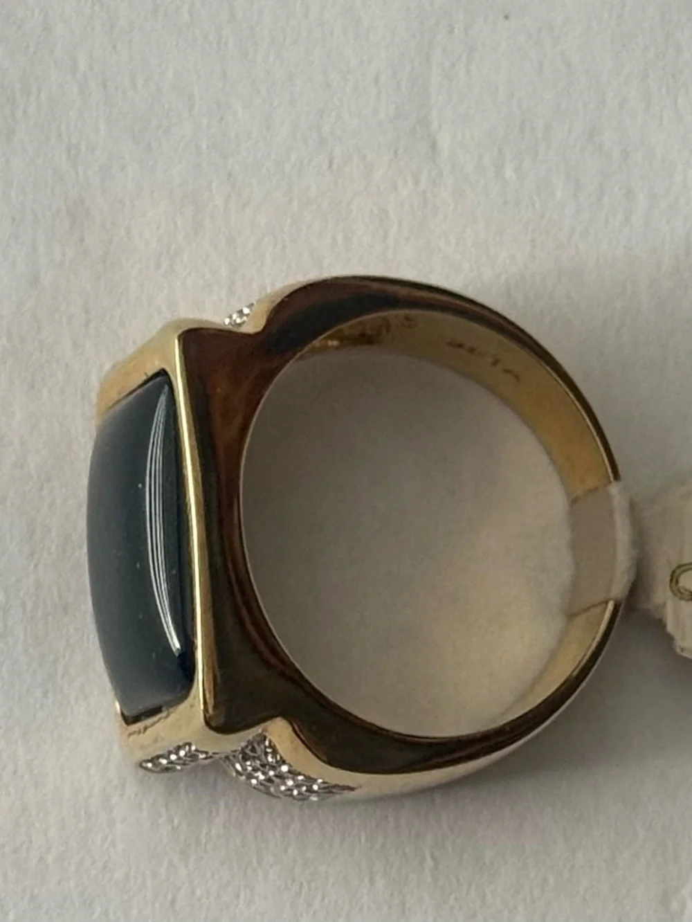Gold Tone Size 9 Men's Black Onyx Square Seta Signed Ring